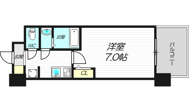 セレニテ新大阪プリエ1,005号室南西向き１K21.98㎡の間取り図